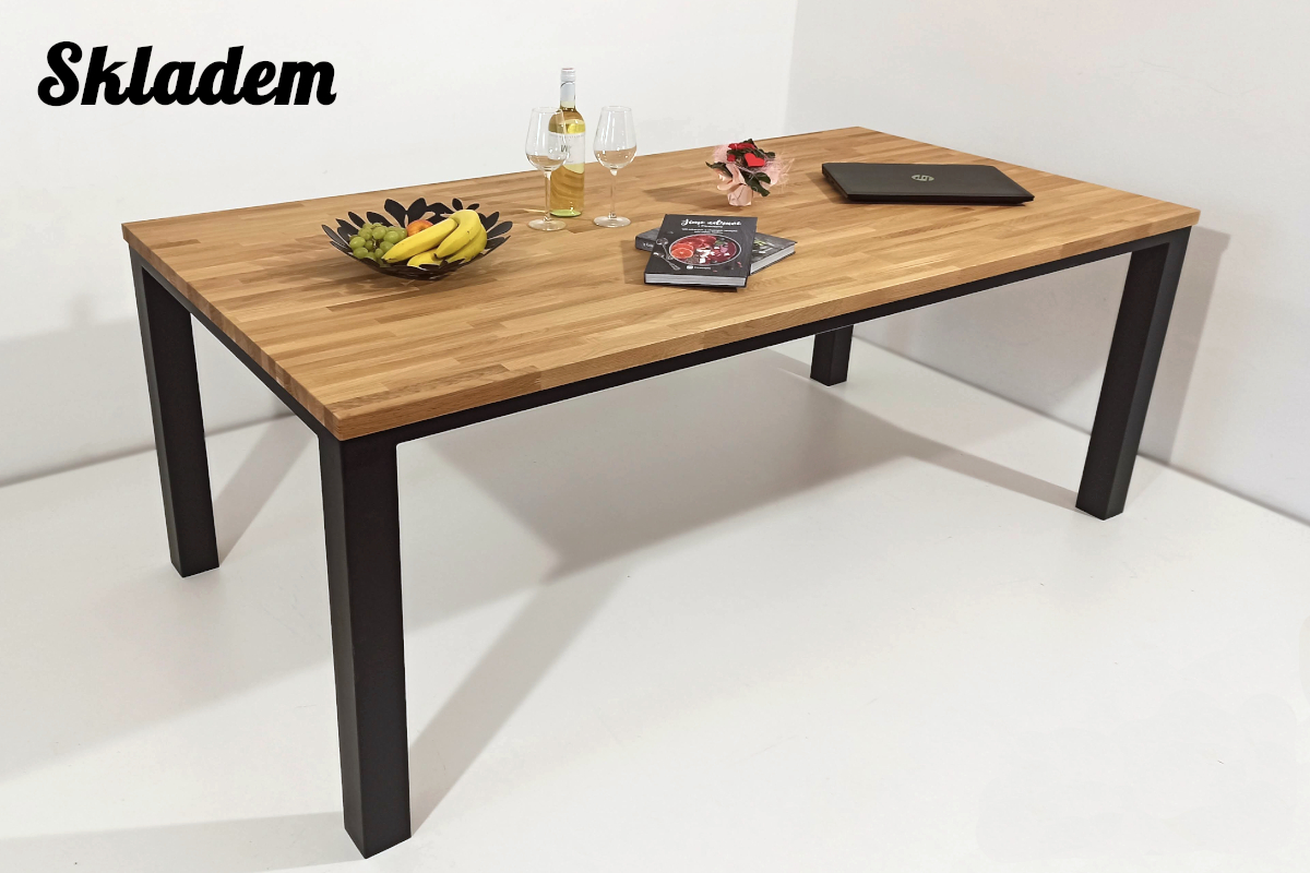 Dubový jídelní stůl ECHT I8 - 1000x2000 - DUB cink tl. 40 mm - SKLADEM